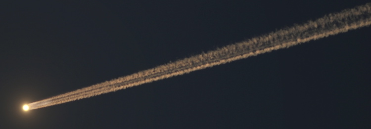 Photo of meteor streaking across dark sky